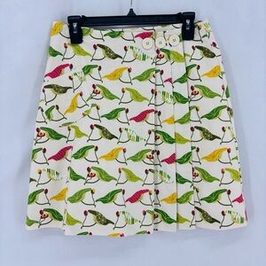 Anthropologie Bow & Arrow Green Multi-Color Ivy Vine Wrap Skirt Women’s 6 Linen